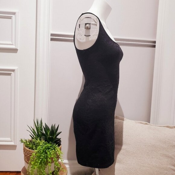 Material Girl Strappy Cross-over Back Lace Floral Black Dress - Picture 8 of 10